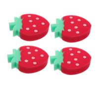 MUCKLILY 4 Pcs Strawberry Shaped Bath Sponges for Multifunctional Exfoliating Body Scrubber and Massager Soft Fruit Sponge for Bathroom and Kitchen Cleaning