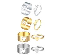 MUCKLILY 4Pairs Butterfly Ring Set Delicate Couple Finger Rings Creative Styles Premium Decorative Jewelry Unique for Him and Her