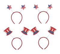 MUCKLILY 4pcs American Flag Hair Hoops Lightweight Comfortable Independence Day Headbands with Stars and Hat Design for S Party Accessories and Photo Props