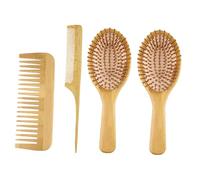 MUCKLILY 4Pcs Bamboo Scalp Massage Comb with Tail and Wide Tooth Design Smooth Texture for Gentle Hair Detangling and Relaxing Massage Suitable for Thick Long Wet Dry Hair at Home
