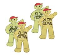 MUCKLILY 4pcs Boy Girl Safety Warning Sign Slow down Signs Playground Traffic Caution Marker for Outdoor Street Decorations School Activity Yards