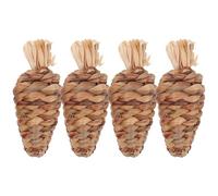 MUCKLILY 4pcs Bunny Chew Guinea Pig Teeth Cleaning Natural Water Grass Material Brown Color Grinding Teeth Keeps Pet Active Can Be Put in The Cage for Rabbits and Small Furry Animals