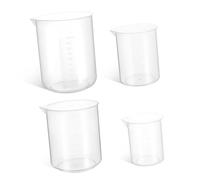 MUCKLILY 4Pcs Clear Plastic Lab Measuring Cups Food Grade Flexible Liquid Paint Mixing Kitchen Measuring Tools for Cooking and Laboratory Use