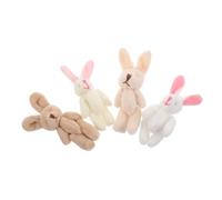 MUCKLILY 4pcs Cute Fluffy Bunny Doll Pendants Adorable Mini Plush Rabbit for DIY Crafts Wedding Decor and Party Favors Bright Colors Unique Design for Celebrations