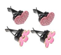 MUCKLILY 4pcs Heart Shaped Car Vent Clips with Rhinestones Elegant Aroma Diffuser for Car Interior Decor Easy to Install Stylish Floral Design for Personal Style