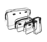 MUCKLILY 4pcs Plastic Zipper Travel Toiletries Bag for Family Beach Day Makeup Bag Storage Box Lid Storage Bin Lid Makeup Travel Pouches