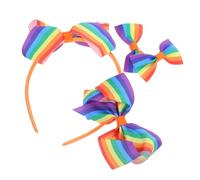 MUCKLILY 4pcs Rainbow Headband Women Girls Pride Hair Accessories Fun Bowknot Band for Carnival