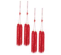 MUCKLILY 4pcs Red Tai Chi Sword Tassel Pendant Set, Bright Hanging Tassel Decoration for Martial Arts Fitness and Competition, Traditional Wushu Sword Accessory