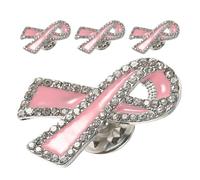 MUCKLILY 4pcs Rhinestone Cancer Awareness Brooch Alloy Ribbon Lapel Pins Breastpin Badge Creative Brooch Jewelry