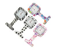 MUCKLILY 4pcs Silicone Nurse Pocket Watch with Quartz Movement Portable Hanging Fob Watches for Women Medical Professionals Infection Control Design for Nursing Students and Doctors