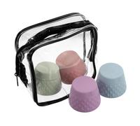 MUCKLILY 4Pcs Silicone Travel Containers for Skincare and Makeup Refillable Cosmetic Jars Lightweight Portable Lotion Toiletry Bottles Durable Shatterproof Travel Essentials