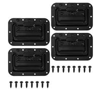 MUCKLILY 4pcs Spring Loaded Flight Case Handle Recessed Door Handles Heavy Duty Metal Iron Hardware with Screws Black Space Efficient Design for Outdoor Activities Speaker Box Chest