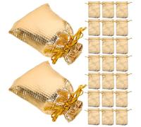MUCKLILY 50pcs Golden Composite Drawstring Jewelry Bags Pouches Easy to Open and Close Small Size Bags for Wedding Party Favors Storing Beads and Jewelry