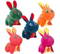 MUCKLILY 5pcs Adorable Plush Rabbit Doll Set Lightweight Bunny Shaped Soft for Safe for Bench Or Bookshelf Decoration for Spring Festive and New Year