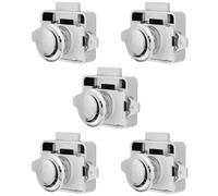 MUCKLILY 5pcs Chrome Push Button Locks for Cabinet Door Catch Lock Motorhome Camper Van RV Boat Cupboard Safety Latch for Caravan Use