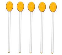 MUCKLILY 5pcs Glass Coffee Spoon Long Stirring Spoons for Ice Sundae and Coffee Accessories Kitchen Scoop