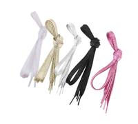 MUCKLILY 5PCS Metallic Glitter Flat Shoelaces Pearlescent Colorful Shoe Lace Strings for Men Women Sneakers Includes Light Gold Pink White Black Silver Each