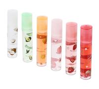 MUCKLILY 6 Pcs Fruit-flavored Lip Protectors Moisturizing Lipstick with Transparent Gloss Pocket-sized Lip Balm for Hydrating and Soothing Suitable for Travel Use