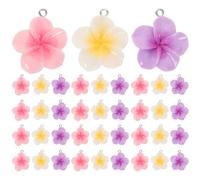 MUCKLILY 60pcs Mini Resin Plumeria Flower Pendant Five-petal Boho Charm