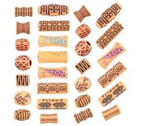 MUCKLILY 65pcs Large Hole Wood Beads for Braids Dreadlocks Hair Styling Accessories Braid Hair Rings Dread Jewelry
