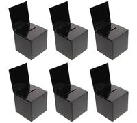 MUCKLILY 6pcs Black Paper Card Box for Wedding Reception, Donation, and Lottery - Foldable Money Envelope Storage, Multipurpose Ballot and Opinion Collection Box for Events