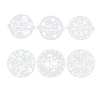 MUCKLILY 6pcs Cake Decorating Stencils Set Baking Templates for Cupcakes and Coffee Powder Dusting Food-Grade Plastic Cake Art Stencils for Birthday and Wedding Decoration Assorted Style
