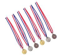 MUCKLILY 6pcs Medals Awards, Zinc Alloy Medals with Neck Ribbons, Gold Silver Bronze Set, Adults for Sports Competitions and Award Ceremonies