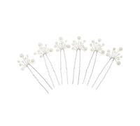 MUCKLILY 6pcs Silver U-shaped Pearl Hairpins for Bride Wedding Decorative Hair Clips Hair Accessories Set, Simple Classic Style for Bridal Updo and Formal Hairstyles