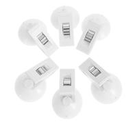 MUCKLILY 6pcs White Multi-Purpose Suction Cup Clamps for Car Window, Refrigerator Message Clips, Ticket and Photo Organizer Clips for Home and Vehicle Use