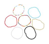 MUCKLILY 7Pcs Handmade Single-layer Beaded Bracelets Elastic Wrist Chains for Women Lightweight Geometric Pattern Hand Ornaments Suitable for Casual and Formal Wear