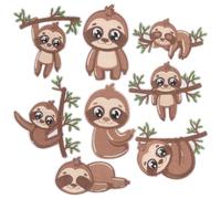 MUCKLILY 8pcs Cute Sloth Embroidery Patch Cloth Applique for Crafts and Hats, Multi-use Sew-on and Iron-on Embellishing Accessories for Mend and Decorating