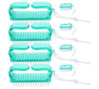 MUCKLILY 8pcs Green Nail Scrub Brushes with Handles for Manicure and Pedicure Nail Cleaning Small Scrubbing Brushes for and Care