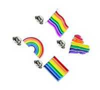 MUCKLILY 8pcs Rainbow Love Heart Flag Brooch Pins Set Drip Oil Finish Colorful Lgbt Pride Badge for Clothing Corsage Anti-fade Gay Lesbian Accessories