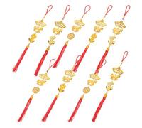 MUCKLILY 9Pcs Year of the Horse 2026 Hanging Ornaments Set with Copper Coins, Curved Fish, and Yuanbao Charms - Lunar New Year Good Luck Decorations for Home, Car Rearview Mirror, and