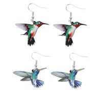 MUCKLILY Acrylic Bird Earrings Set 2 Pairs Hummingbird and Owl Drop Earrings Fashion Ear Decor for Girls Women Party Accessories