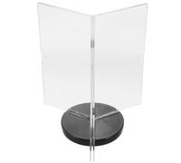 MUCKLILY Acrylic Rotating Menu Stand with 360 Degree Swivel Base, Triangular Three Sided Table Menu Holder for Restaurant and Retail, Easy Information Updates Display