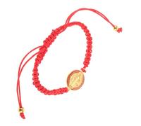MUCKLILY Adjustable Saint Benedict Braided Bracelet for Women Hand Woven Red Christian Wristband Lightweight Religious Jewelry for Daily Wear and Prayer Fits Wrists