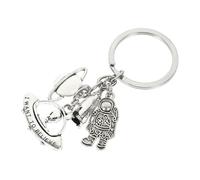 MUCKLILY Astronaut Rocket Satellite Keychain Pendant DIY Charm Alloy Key Ring Accessory Lightweight Portable for Bag and Home Decoration
