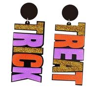 MUCKLILY Asymmetrical Large English Letter Earrings Glitter Acrylic Halloween Jewelry for Women Colorful Dangle Statement Fashion Accessories for Costume Parties and Office Wear