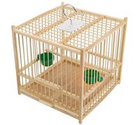 MUCKLILY Bamboo Bird Cage with Hanging Hook Comfortable Rest and Play Beige Household Bird Cage for Outdoor Indoor
