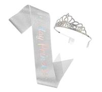 MUCKLILY Birthday Crown Queen Sash and Tiara for Women Birthday Party Decorations
