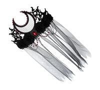 MUCKLILY Black Mesh Gothic Crown Headdress Halloween Witch Costume Tiara Headpiece for Women Cosplay Devil Veil Hair Accessory Durable and Comfortable Design