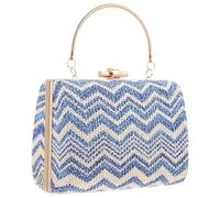 MUCKLILY Blue Straw Plaiting Crossbody Bag for Women, Creative Plastic One-shoulder Messenger Bag, Well Organised and Keeps Belongings Safe, for Beaches and Parties