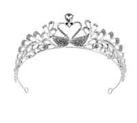 MUCKLILY Bridal Crown Silver Tiara Wedding Hair Accessory Crystal Swan and Heart Design, Fairy Tiara Crown for Bride’s Natural Style Wedding Celebration