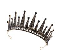 MUCKLILY Bridal Crown Vintage Alloy Princess Birthday Headgear Black Wedding Circlet Hair Accessory for Women