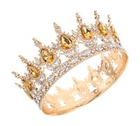 MUCKLILY Bridal Crown Wedding Rhinestone Queen Headband Crystal Tiara Baroque Retro Hairstyle Hairpiece for Bride Party