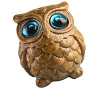 MUCKLILY Brown Sandalwood Owl Carving Statue with Smooth Casing, Workmanship and Creative Design, Home Decoration Ornament for Living Room