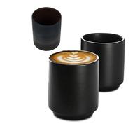 MUCKLILY Cappuccino Coffee Cups, Ceramic Matte Black 200ml/ 6.8oz Stoneware Vintage Mug Japanese Mug Teacup Tea Cup Retro Drinking Cup Latte Tea Cup for Mate Tea Coffee Wine Drinks
