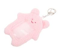 MUCKLILY Card Holder Keychain Plush Id Holder Pink Metal Easy to Clean for Business Cards and Postcards for Doctors and Nurses