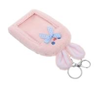 MUCKLILY Card Pack Cute Rabbit Plush Keychain Holder Cartoon Animal Photocard Case Id Card Cover Sleeve Badge Holder Keychain for Idol Fans